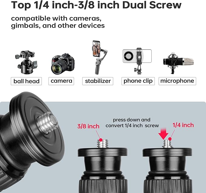 Manbily Carbon Fiber Tripod Extension Pole, 28mm Tube Two-Section Center Column Extension Rod for Tripods