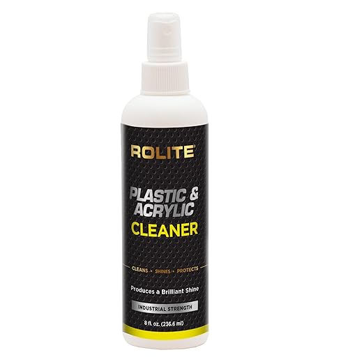 Rolite Plastic Acrylic Cleaner 8 Fl. Oz. Streak-free Polish for Windshields Windows Headlights Marine Plexiglass