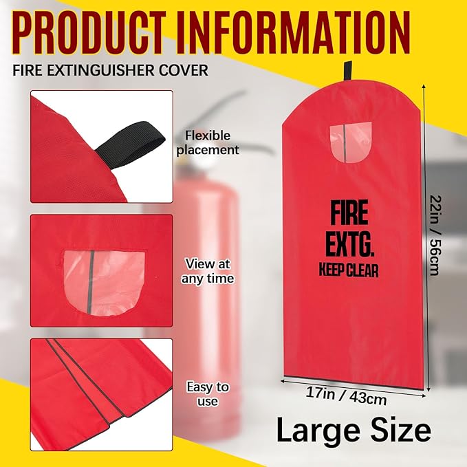 Amylove 2 Pcs Fire Extinguisher Cover 5-13 lb Heavy Duty Thickened Fire Protective Sleeve from Scuffs and Scratches Accessories 17" W x 22" L