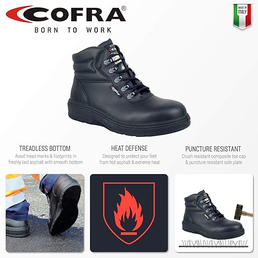 Cofra 82020-CU0.W06 New Asphalt EH PR Safety Boots, 6, Black
