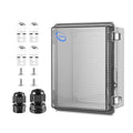 Waterproof Outdoor IP67 Junction Box (8.7"x6.7"x4.3") with Mounting Plate, Hinged Clear Cover and Wall Brackets - Weatherproof ABS Plastic Electrical Enclosure for DIY Projects (220x170x110mm)