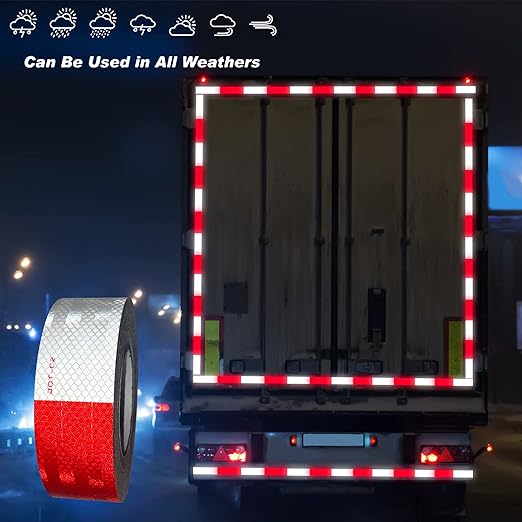 SWRT DOT-C2 Reflective Tape - 2 Inch x 100 Feet, Red & White, Waterproof, Strong Adhesive, Reflector Tape for Vehicles, Trailers, Boats & Signs