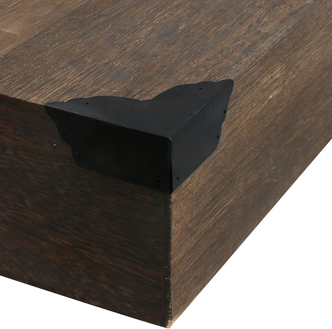 Mcredy 4 Pcs Table Corner Protectors Black Metal Corner Guards & Edge Protectors with Nails Corners Covers for Furniture Cabinet Shelf, 2.8"x2.8"x1.2"(LxWxH), Side Length 2.8"