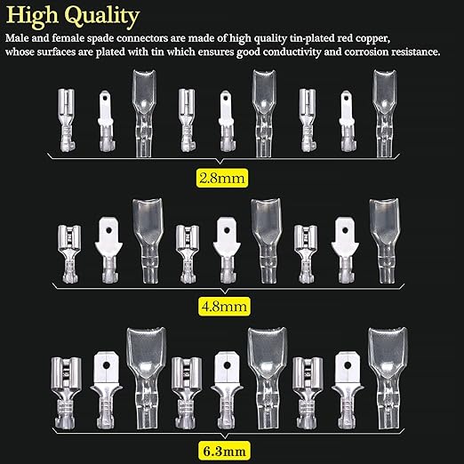Twidec/360Pcs 2.8/4.8/6.3mm Quick Splice Male and Female Wire Spade Connector Crimp Terminal Block Assortment Kit with Insulating Sleeve for Electrical Wiring Car with Wire Crimper Tool