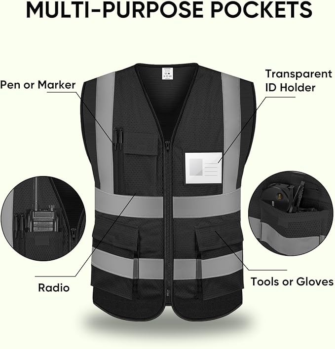 TICONN Reflective Safety Vest High Visibility Class II Mesh Vest for Women & Men Meets ANSI Standards