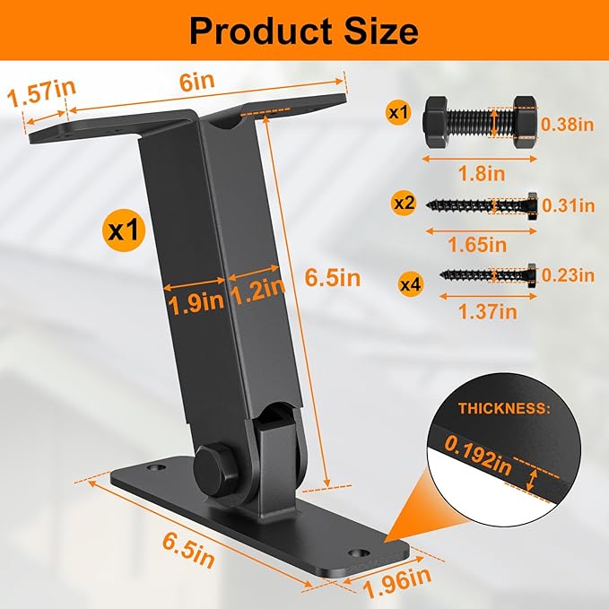 Heavy Duty Roof Riser Brackets Kit, TROPTOLKY Adjustable Angle Pergola Brackets, Black Metal Roof Riser Beam Bracket for Roof Pergola Gazebo Patio Cover (1 Pack)