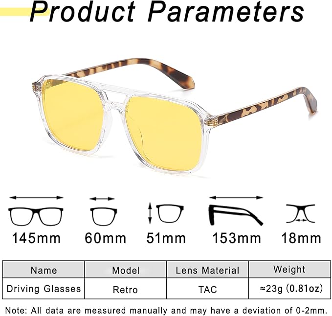 Large Night Vision Glasses for Driving Women Men - Anti Glare Night Driving Glasses