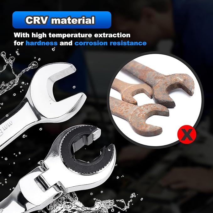 8-19mm Metric Open Flex-Head Ratcheting Wrench Set (12pcs/set), Quick Double Ended Open 72 Teeth Tubing Ratchet Kits With Box Packing