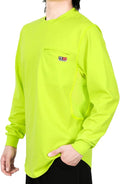 BOCOMAL FR Shirts for Summer Breathable Vented Design 6oz Heather Jersey Flame Resistant Long Sleeve Crew T Shirt