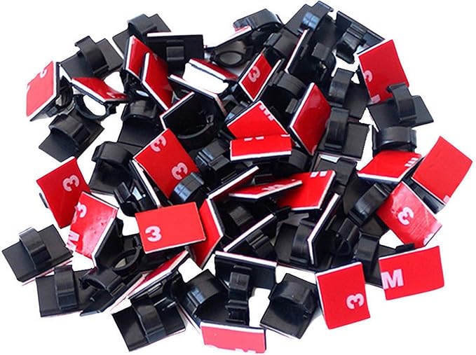 50PCS Self with 3M Adhesive Cable Clips Management Strong Wire Holders Cord Organizer Cable Clamp Sticky Desk Management for Office Home Car Tables PC Laptop TV Walls, Black
