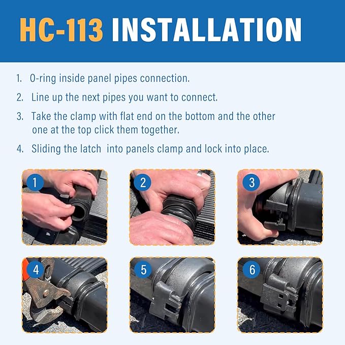 Panel Clamp Assembly HC-113 for Heliocol Swimming Pool Solar Panels-2 Pack