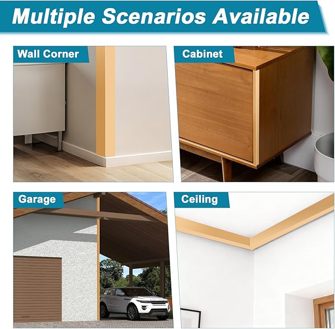 Raytano 4Pcs 45" L ×1" W Self Adhesive Metal Corner Protectors, Modern Aluminum Wall Corner Guards for Wall Door Furniture Cabinet Baseboard Frame Protection and Decoration (Size:45" x 1",Golden)