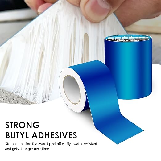 RV Roof Tape Blue 4" x 33ft, Upgraded Butyl Sealant Tape Heavy Duty Joist Tape for Decking, Waterproof Tape for Metal Roof Patch, Pool Cover & Window Leak Sealing, Boat Repair