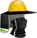 SATINIOR 2 Pcs Sun Hard Hat Neck Protection High Visibility Full Brim Mesh Sun Protection and Neck Gaiter Bandana Face Scarf for Construction Helmet Hard Hat Accessories, Reflective(Black)