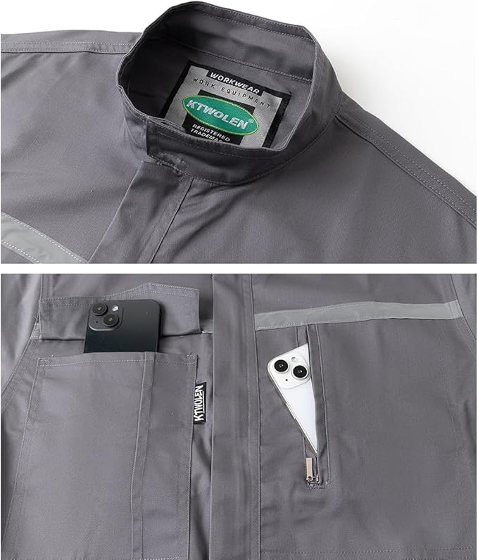 Mens Workwear Coveralls Multi Pockets Work Suit Mechanic Overalls Jumpsuits Unisex Long Sleeve Garage Coverall