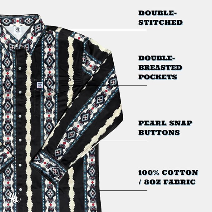 WoahBros FR Shirts for Men, 8oz Midweight Flame Resistant Welding Shirt, 100% Cotton, Pearl Snap Buttons - CAT2/NFPA2112
