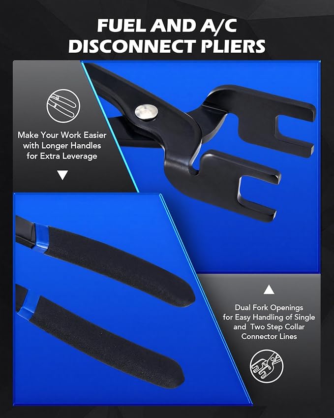Orion Motor Tech 26pc Fuel Line Disconnect Tool Set, Master Quick Disconnect Tool Kit with Fuel and AC Disconnect Pliers, Fuel Line Removal Tool Set for AC Fuel & Transmission Systems, Black