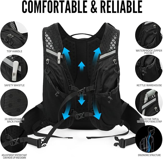 IX INOXTO Hydration Pack Backpack, Lightweight Water Backpack with 2L Hydration Bladder Daypack for Men Women,Running Hydration Vest for Trail Running Hiking Cycling Race Climbing