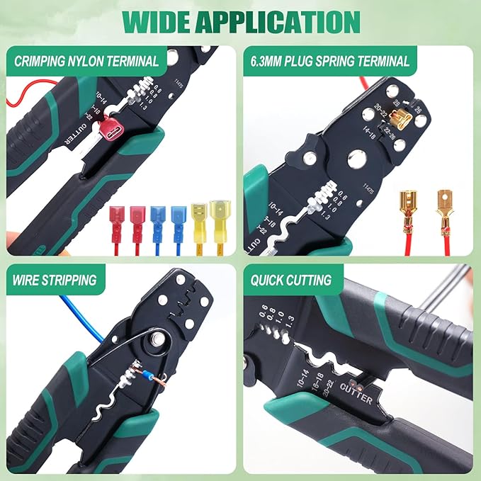 Twidec/Wire Crimper Tool With Stripper Cutter,Multifunctional Crimping Pliers Terminal Pliers For Insulated Electrical Connectors(22-10 AWG) N-060