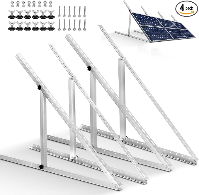 2 Sets (4 Pack) 45inch Adjustable Solar Panel Tilt Mount Brackets with Foldable Tilt Legs for 45" Panels | 2400Pa Windproof Adjustable Solar Panel Mount Brackets Kit for RV/Roof/Ground
