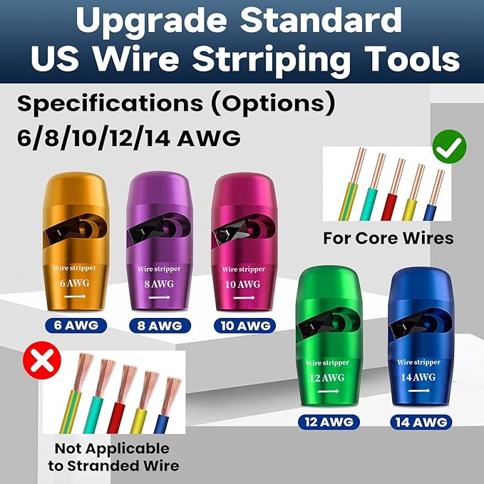 Wire Stripper for Drill, 6/8/10/12/14 AWG Wire Twister Tool for Drill, New Upgrade Drill Wire Stripper and Twister Kit, Wire Stripper Tool, Wire Stripping and Twisting Tool, Electrician Tools Set
