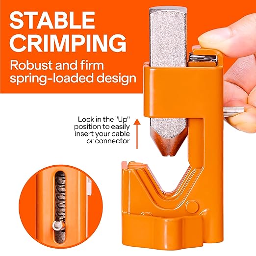 Wirefy Hammer Lug Crimper Tool for Cable & Battery Wire 8-4/0 AWG | Hardened Steel Hand Crimper with Ergonomic Handle & Heavy-Duty Crimping Capacity