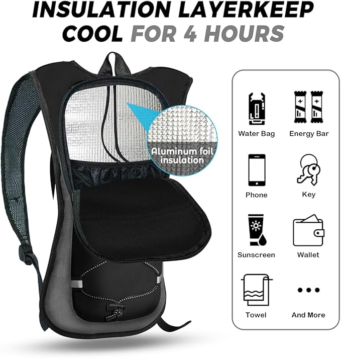 Hydration Backpack Hydration Pack Water Backpack with 2L(70-Ounce) Hydration Bladder for Men Women Kids for Running Hiking Biking Climbing