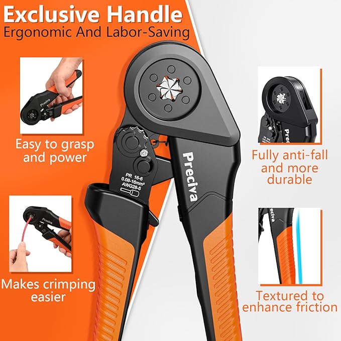 Preciva Ferrule Crimping Tool Kit with 1500PCS Wire Connectors, Hexagonal Crimping Pliers for AWG 28-5 Crimper Adjustable Ratcheting Wire Crimping Tool