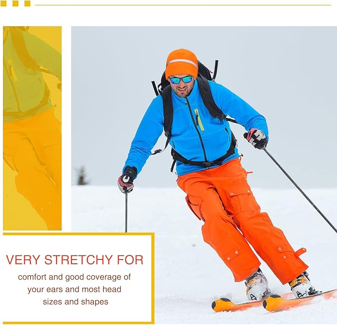 3 Pieces Safety Beanie High Visibility Reflective Beanie Hat Unisex Winter Security Beanies for Outdoor Night Works, Sports