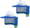 Hard Hat Sun Shade - High Visibility Visor Neck Shade With Reflective Strip, Full Brim Accessory for Men & Women (Hat Not Included), Blue, 2 Pack