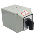 125A Rotary Changeover Switch with Master Switch Exterior Box, 2-Way 3NO 3NC 660V 3 Position 3 Phase 12 Terminals, Universal Selector Switch Enclosure Box IP65 125/D303.3D