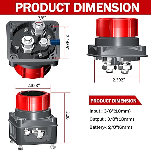 Upgrade Battery Disconnect Switch with Voltage Display, DC 5-60V Battery Power Master Disconnect Isolator Cut Shut Off Switch for Marine Boat Car Truck Camper RV Trailer (On/Off)