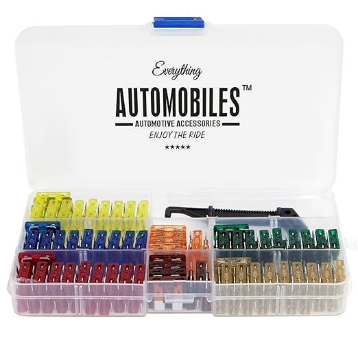 120 Assorted Fuses with 10 Inline Fuse Holders - Includes Fuse Puller Tool, Great for Use on Cars