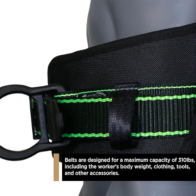 AFP Heavy-Duty 2 D-Ring Waist Body Belt w/Tongue Buckle Premium Stitching (OSHA/ANSI PPE)