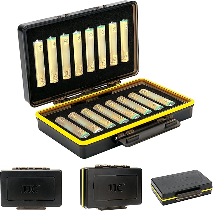 JJC 16 Slot AAA Battery Case, Shockproof & Water-Resistant Storage Box Holder Organizer