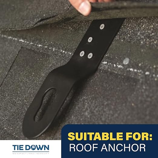 Tie Down Hitch Clip Roof Anchor 3-Pack – Roofing Anchors for Roof Safety & Fall Protection | Reusable Roof Harness Connection Points for Wood Roofs | Black Finish