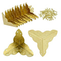 SDTC Tech 12 Pack Furniture Corner Protector 1" x 1" Antique Gold Triangle Edge Decorative Metal Corner Guard for Storage Box Jewelry Case Cabinet Coffee Table Wooden Chest etc.