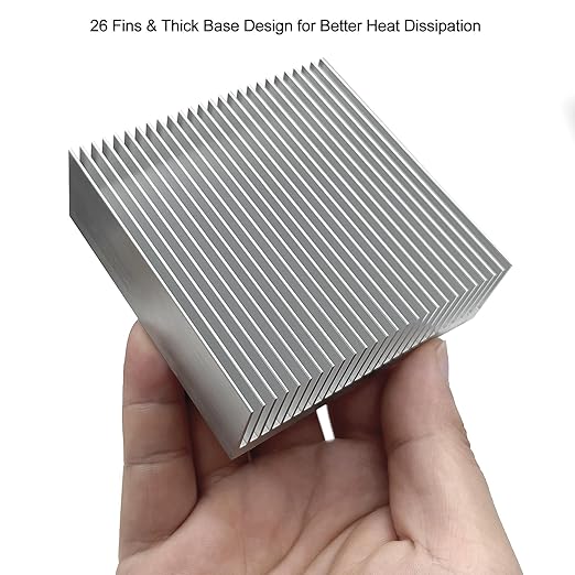 80mm Aluminum Heat Sink 80x80x27mm /3.15"x3.15"x1.06" Large Heatsink Sync Circuit Board Cooler 26 Fins for Routers PCHs ICS Amplifiers Transistors Voltage Regulators DIY Electronics Cooling