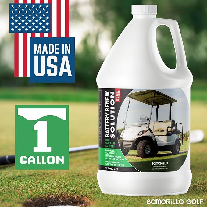 Battery Renew Solution for Golf Cart Batteries - 1 Gallon - Lead Acid Desulfator Refill - Treats Up to 6 Batteries - Refurbish, Repair & Restore Any 6 Volt, 8 Volt or 12 Volt - Made in USA - Non-Toxic