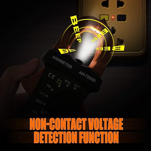 AIOMEST Digital Clamp Meter, TRMS 6000 Counts Multimeter NCV Tester for AC/DC Voltage Current Capacitance Temp Frequency Resistance Measuring with Backlit AI-7200B