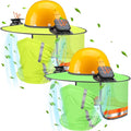 2 Sets Sun Hard Hat Shade Neck Protection with Solar Fans, Full Brim High Visibility Sun Visor Mesh Bandana Scarf for Hard Hat Accessories, Reflective(Fluorescent Yellow, Fluorescent Green)