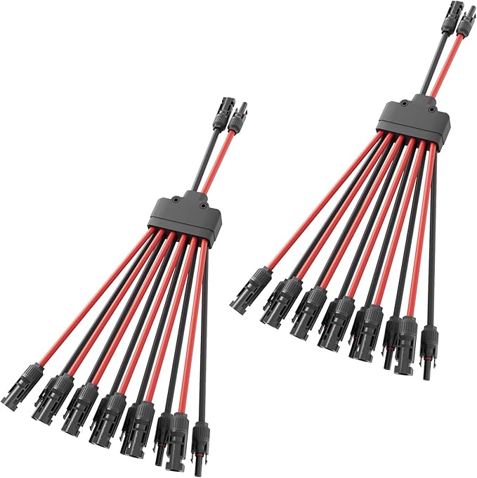 Solar Panel Connector 12 to 2 Solar Y Branch Connectors PV Panels Parallel Connectors Kit Adapter Waterproof Wire Plug Tool for Solar Panel(2 Pcak MF/FFFFFFMMMMMM)