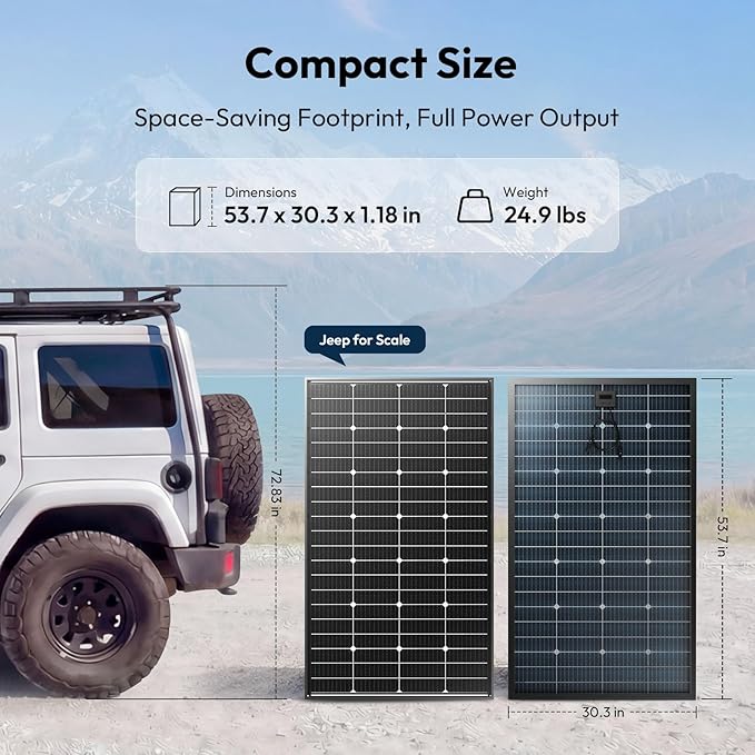 JJN Bifacial 200 Watt Solar Panel 12V 10BB Monocrystalline Solar Panels High Efficiency Solar Module for RV Home Battery Charging Farm Trailer Camper Marine Off Grid System Single Piece