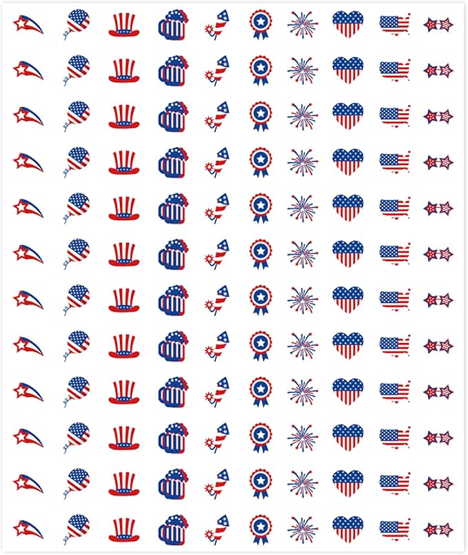 JarThenaAMCS 2400Pcs Patriotic Mini Sticker Star Heart American Flag Paper Decal 4th of July Adhesive Sticker for Independence Day Planner Reward Envelope Scrapbook DIY Supplies, 0.5 in