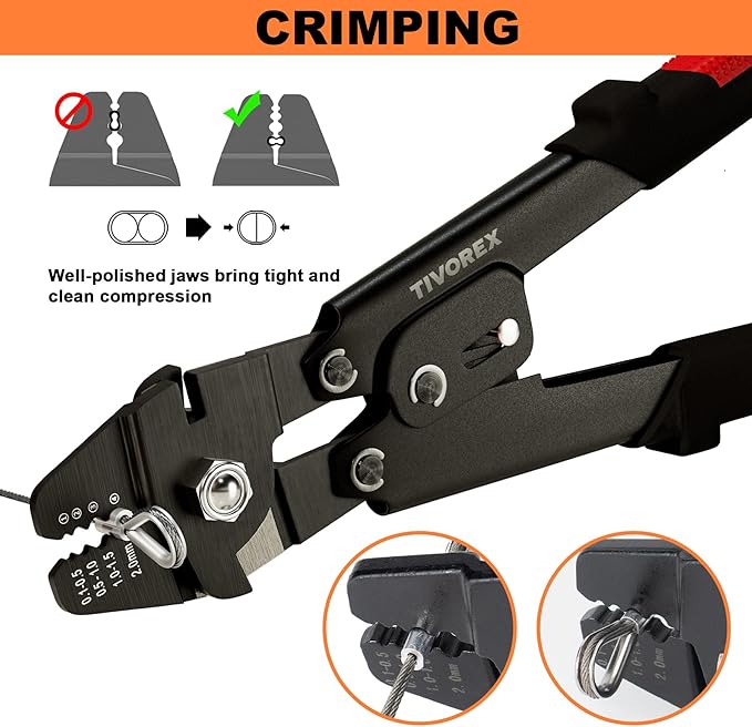 Wire Rope Crimping Tool, Swager Tool for Aluminum Crimping Loop Sleeves up to 2.0mm, 1/64in to 5/64in Stainless Steel Cable Crimper for Cable Crimping and Swaging Projects