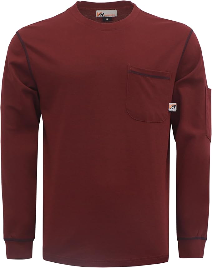 VATRENUS FR Shirts Crewneck 5.5oz Lightweight Flame Resistant 100% Cotton Men's Pre-Washed Fire Retardant Workwear