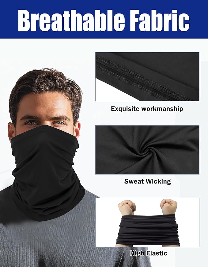 JHYWELL Cooling Neck Gaiter Face Mask, UV Protection Masks Gator, Windproof Bandana for Skiing, Fishing, Hiking, Cycling