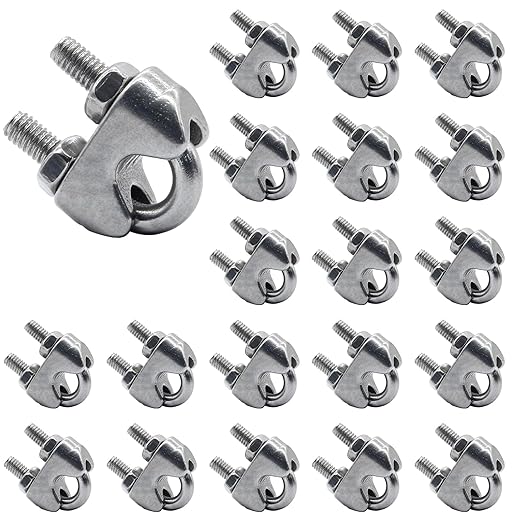 Luomorgo 20PCS M4 3/16" Wire Rope Cable Clip Clamp 304 Stainless Steel Saddle Clamp Cable