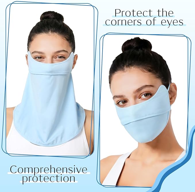 4 Pcs UV Sun Protection Face Mask and Neck Gaiter Scarf Cover UPF50+ Breathable Cooling Design for Summer Outdoor Activities