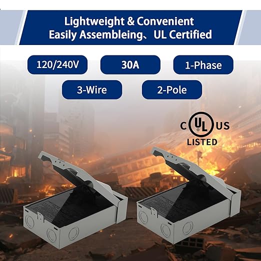 Wells 2 Pack 30 Amp Fuse Disconnect (No Included Fuse) 120/240VAC AC Box Outdoor Waterproof Metal Box Pull Out Switch for Home and Light Commercial Air Conditioning